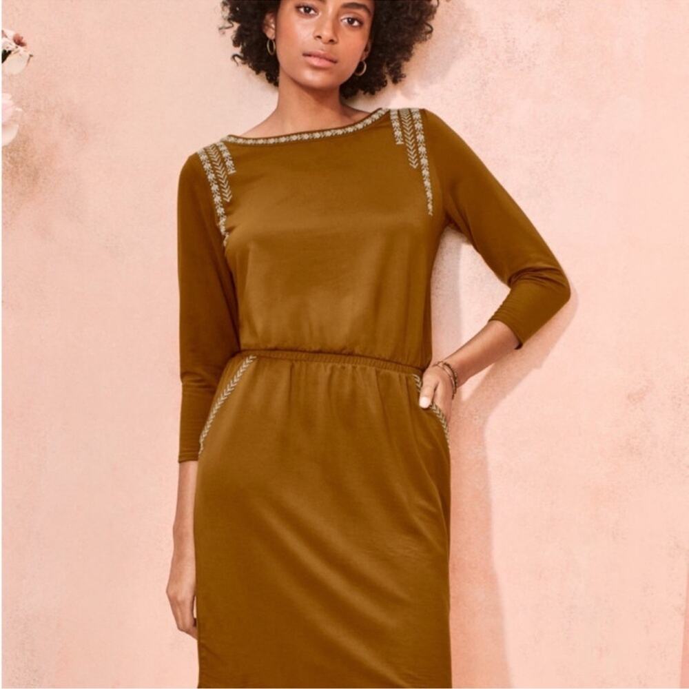 Garnet Hill Anytime Embroidered Sweatshirt Dress Size Small